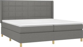 vidaXL Κρεβάτι Boxspring με Στρώμα &amp; LED Σκ.Γκρι 200x200εκ. Υφασμάτινο