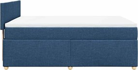 vidaXL Κρεβάτι Boxspring με Στρώμα Μπλε 140x190 εκ. Υφασμάτινο