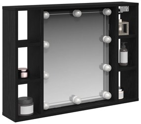 vidaXL Καθρέφτης Ντουλάπι LED - Μαύρη Δρυς - 76x15x55 εκ. - Κατασκευασμένο από Επεξεργασμένο Ξύλο