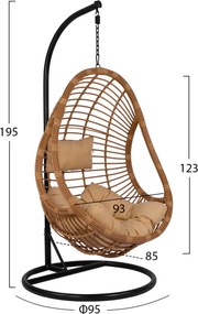 ΚΡΕΜΑΣΤΗ ΠΟΛΥΘΡΟΝΑ ΦΩΛΙΑ CALLIE HM5541.01 ΜΕ WICKER &amp; ΜΑΞΙΛΑΡΙΑ ΜΠΕΖ Φ95Χ195Υ εκ.