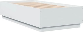 vidaXL Πλαίσιο Κρεβατιού με LED Λευκό 90 x 190 εκ. από Επεξ. Ξύλο