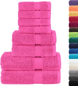 vidaXL Πετσέτες Premium Σετ 8 Τεμ. SOLUND Ροζ 600 γρ/μ²