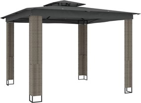 vidaXL Κιόσκι με Διπλή Οροφή Ανθρακί 2,94x2,94 μ. Ατσάλινο