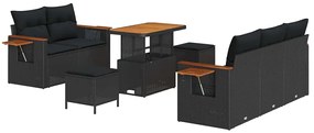 vidaXL Σετ Καναπέ Κήπου με μαξιλάρι 8 pcs Μαύρο 90 x 55 x 71 cm