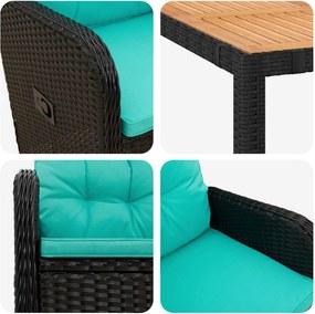 vidaXL Σετ Εξωτερικής Τραπέζης 5 τμχ. Black and Turquoise