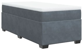 Κρεβάτι Boxspring με Στρώμα Σκούρο Γκρι 100x200 εκ. Βελούδινο - Γκρι