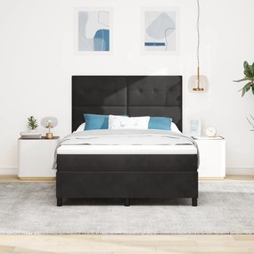 vidaXL κρεβάτι με ελατήριο και στρώμα  & LED Μαύρο 160x200 εκ Βελούδο