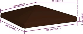 vidaXL Κάλυμμα για Κιόσκι Καφέ 3 x 3 μ. 310 γρ./μ²