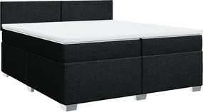 vidaXL Κρεβάτι Boxspring με Στρώμα Μαύρο 200x200 εκ. Υφασμάτινο