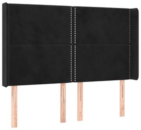 vidaXL Κρεβάτι Boxspring με Στρώμα &amp; LED Μαύρο 140x190 εκ. Βελούδινο