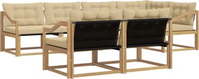 vidaXL Σειρά Καναπέ Εξωτερικού με μαξιλάρι 7 pcs Λευκό και Μπεζ