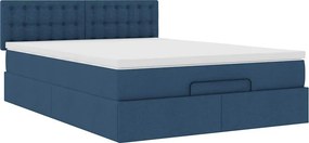 vidaXL Οθωμανικό κρεβάτι με στρώμα μπλε 140x190cm ύφασμα