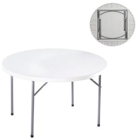 WOODWELL ΕΟ183,1BLOW-R Τραπέζι Συνεδρίου Catering Πτυσσόμενο, Μέταλλο Βαφή Γκρι, HDPE Άσπρο Φ121cm H.72cm ΕΟ183,1
