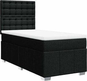 vidaXL Κρεβάτι Boxspring με Στρώμα Μαύρο 90x190 εκ.Υφασμάτινο