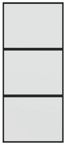 Συρόμενη Πόρτα Μαύρη 90 x 205 εκ. από Ψημένο Γυαλί &amp; Αλουμίνιο - Μαύρο