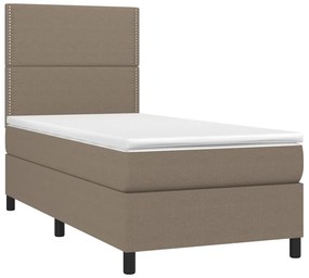vidaXL Κρεβάτι Boxspring με Στρώμα &amp; LED Taupe 90x190 εκ. Υφασμάτινο