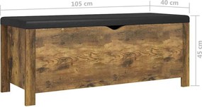 vidaXL Κουτί Αποθήκευσης Καπν. Δρυς 105x40x45εκ Επεξ. Ξύλο + Μαξιλάρι