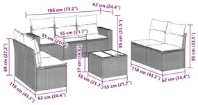 vidaXL Σαλόνι Κήπου 8 Τεμαχίων Μαύρο από Συνθετικό Ρατάν με Μαξιλάρια