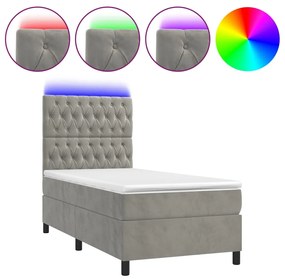 ΚΡΕΒΑΤΙ BOXSPRING ΜΕ ΣΤΡΩΜΑ &amp; LED ΑΝ.ΓΚΡΙ 90X200 ΕΚ. ΒΕΛΟΥΔΙΝΟ 3136281