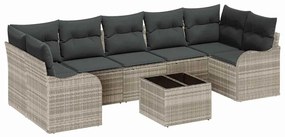 vidaXL Σετ Καναπέ Κήπου με μαξιλάρι 8 pcs Ανοιχτό γκρι, Σκουρό Γκρι