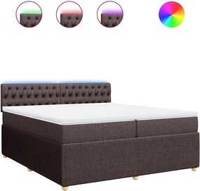 vidaXL Κρεβάτι Boxspring με Στρώμα Σκούρο Καφέ 200x200 εκ. Υφασμάτινο
