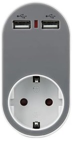 ΑΝΤΑΠΤΟΡΑΣ ΣΟΥΚΟ ΜΕ 2 USB ΓΚΡΙ ΜΕ ΠΡΟΣΤΑΣΙΑ ΕΠΑΦΩΝ Eurolamp 147-09010
