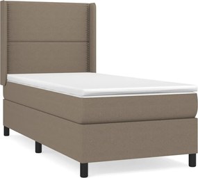 vidaXL Κρεβάτι Boxspring με Στρώμα Taupe 90x200 εκ. Υφασμάτινο