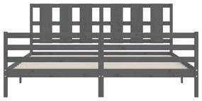 vidaXL Πλαίσιο Κρεβατιού με Κεφαλάρι Γκρι 200x200 εκ. Μασίφ Ξύλο