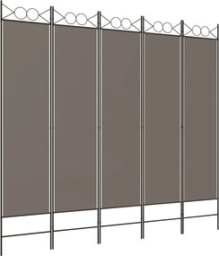 vidaXL Διαχωριστικό Δωματίου με 5 Πάνελ Ανθρακί 200x220 εκ. από Ύφασμα