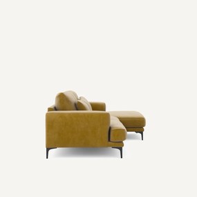 Γωνιακός δεξιός καναπές με βελούδινη ταπετσαρία, Marsile