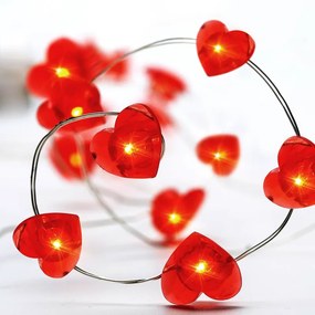 RED HEART 20 LED  ΛΑΜΠ. ΧΑΛΚΟΥ, ΚΟΚΚΙΝΟ,  ΑΣΗΜΙ. ΚΑΛ. &amp; ΜΠΑΤ. 2xAA, IP20, 2M+10CM, 1.2W - X01204115 - 1.5W - 20W - X01204115