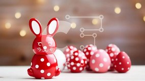 Intra Συλλεκτικό Ξύλινο Παζλ Plywood 4mm - Κόκκινο ειδώλιο λαγουδάκι με πασχαλινά αυγά Σε Ξύλινο Κουτί - Διαστάσεις: 10x10 cm – 25 κομμάτια