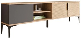 Έπιπλο τηλεόρασης Kowel μελαμίνης ανθρακί-oak 180x34x51εκ 180x34x51 εκ.