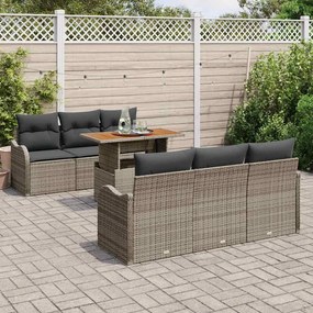 vidaXL Σετ Καναπέ Κήπου με αποθήκευση 7 pcs Γκρι Πολυ ράταν