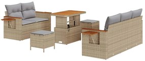vidaXL Σετ Καναπέ Κήπου με μαξιλάρι 8 pcs Μπεζ Πολυ ράταν