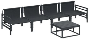 vidaXL Σετ Καναπέ Κήπου με μαξιλάρι 5 pcs Μαύρο Ατσάλι