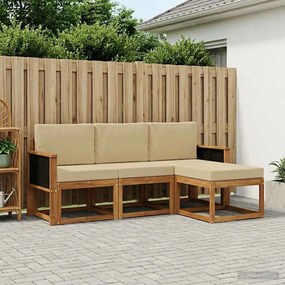 vidaXL Σειρά Καναπέ Εξωτερικού με μαξιλάρι 4 pcs Φυσικό