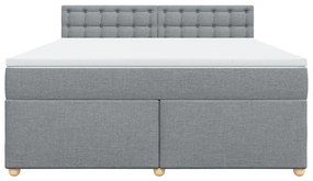 Κρεβάτι Boxspring με Στρώμα Ανοιχτό Γκρι 180x200 εκ. Υφασμάτινο - Γκρι