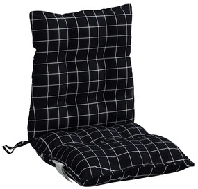 Μαξιλάρια Καρέκλας Χαμηλή Πλάτη 2 τεμ. Μαύρο Καρό Ύφασμα Oxford - Πολύχρωμο