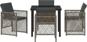 vidaXL Σέτ φαγητού για κήπο 5 pcs Γκρι συνθετικό ρατάν