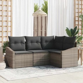 vidaXL Σετ Καναπέ Κήπου 4 pcs Γκρι Πολυ ράταν