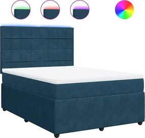 vidaXL Κρεβάτι Boxspring με Στρώμα Μπλε 140x200 εκ. Βελούδινο