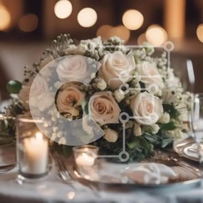 Σετ των 2 Intra Συλλεκτικό Ξύλινο Παζλ Plywood 4mm - Κομψό τραπέζι με λευκά τριαντάφυλλα και κεριά Σε Ξύλινο Κουτί - Διαστάσεις: 10x10 cm – 25 κομμάτια