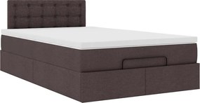 vidaXL Ottoman Κρεβάτι με Στρώμα Σκούρο Καφέ 120x200cm Ύφασμα