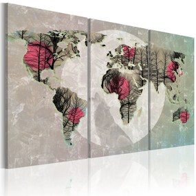 Πίνακας - Map of the World: Full moon - triptych 120x80