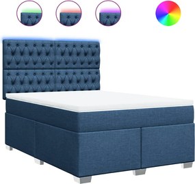 vidaXL Κρεβάτι Boxspring με Στρώμα Μπλε 140x190 εκ. Υφασμάτινο