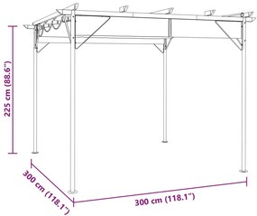 vidaXL Τεντοπέργκολα με Πτυσσόμ. Οροφή Ανθρακί 3x3 μ. Ατσάλι 180 γρ/μ²
