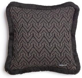 Μαξιλαροθήκη Διακοσμητική Tymfi Trimming Black-Beige Aslanis Home 45X45 Βαμβάκι-Chenille