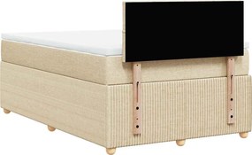 vidaXL Κρεβάτι Boxspring με Στρώμα Κρεμ 120x200 εκ. Υφασμάτινο