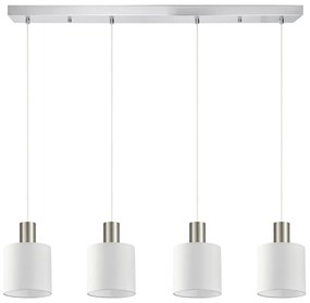 SE21-NM-4-4NM-SH1 ADEPT TUBE Nickel Matt Pendant White Fabric Shade+ HOMELIGHTING 77-8420